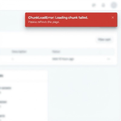 Error message appearing shortly after clicking Get Started, possibly related to loading resources