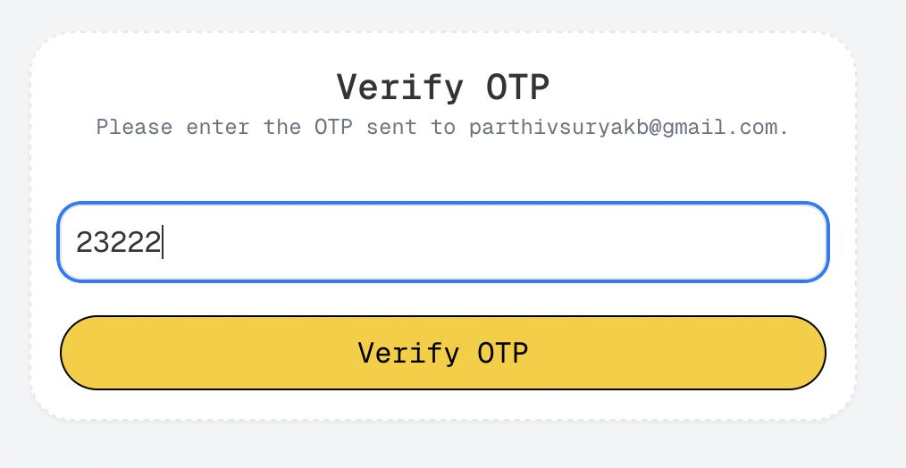 Entering the 6-digit OTP code received via email
